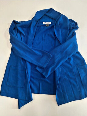 Alison Daley Blue Open Front Jacket Size P/M Like New